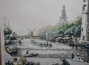 Cornelis Brandenburg - De Oude Schans, Amsterdam - kleurets kopen? Bied vanaf 60!
