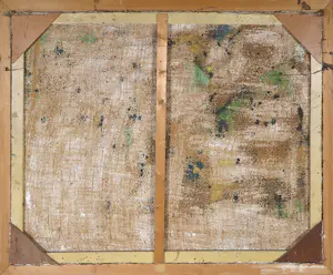 Mart Min - Olieverf op jute, Abstracte compositie - Ingelijst kopen? Bied vanaf 350!