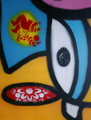 Niet of onleesbaar gesigneerd - Kleurrijk schilderij van een happy cow kopen? Bied vanaf 1!