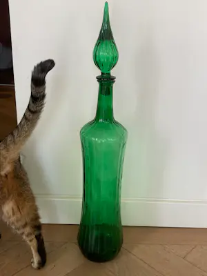 Empoli Glas - Groene Empoli glazen karaf, iconisch model Genie, 1970 kopen? Bied vanaf 75!
