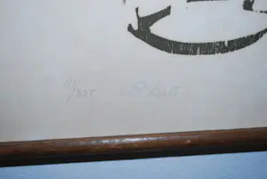 Hubert P. Sluis - Glazen fles met bloemen - houtsnede kopen? Bied vanaf 40!