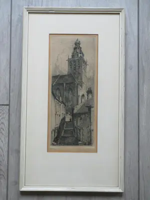 Eugene Lucker - Noordelijke Kerktrappen Nijmegen - Ets kopen? Bied vanaf 125!