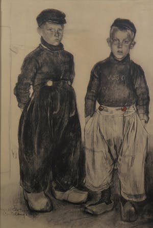 Cees Bolding - Lot van twee werken op papier, Volendam en Kuikentje kopen? Bied vanaf 1!