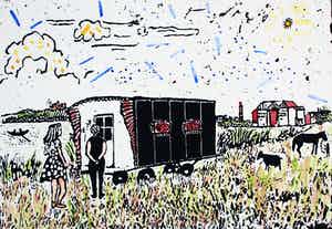 Frank Lodeizen - Zeefdruk, handingekleurd: Zigeuners uit Amsterdam - 1989 verkocht voor € 55!