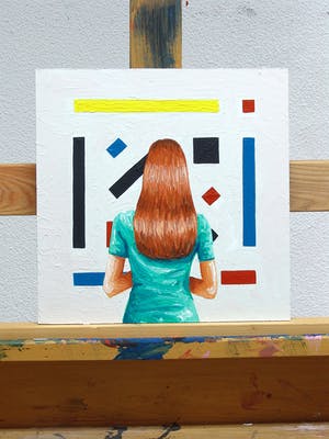 Gerard Boersma - Composition (Vrouw kijkend naar schilderij van Bart van der Leck) kopen? Bied vanaf 75!