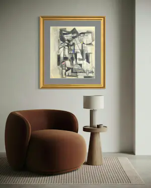 Silvin Bronkart - Prächtige und großformatige abstrakte Komposition aus dem Jahr 1953 kopen? Bied vanaf 800!