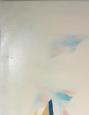 Hanneke Krijgsman-Kop - Acryl op doek, Compositie in geel en blauw - Ingelijst kopen? Bied vanaf 1!