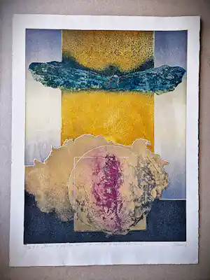 Manuel Menan - grote UNICA (6/6) Ets & Aquatint "Icarus - ce papillon blanc" -1974- gesigneerd verkauft für € 57!
