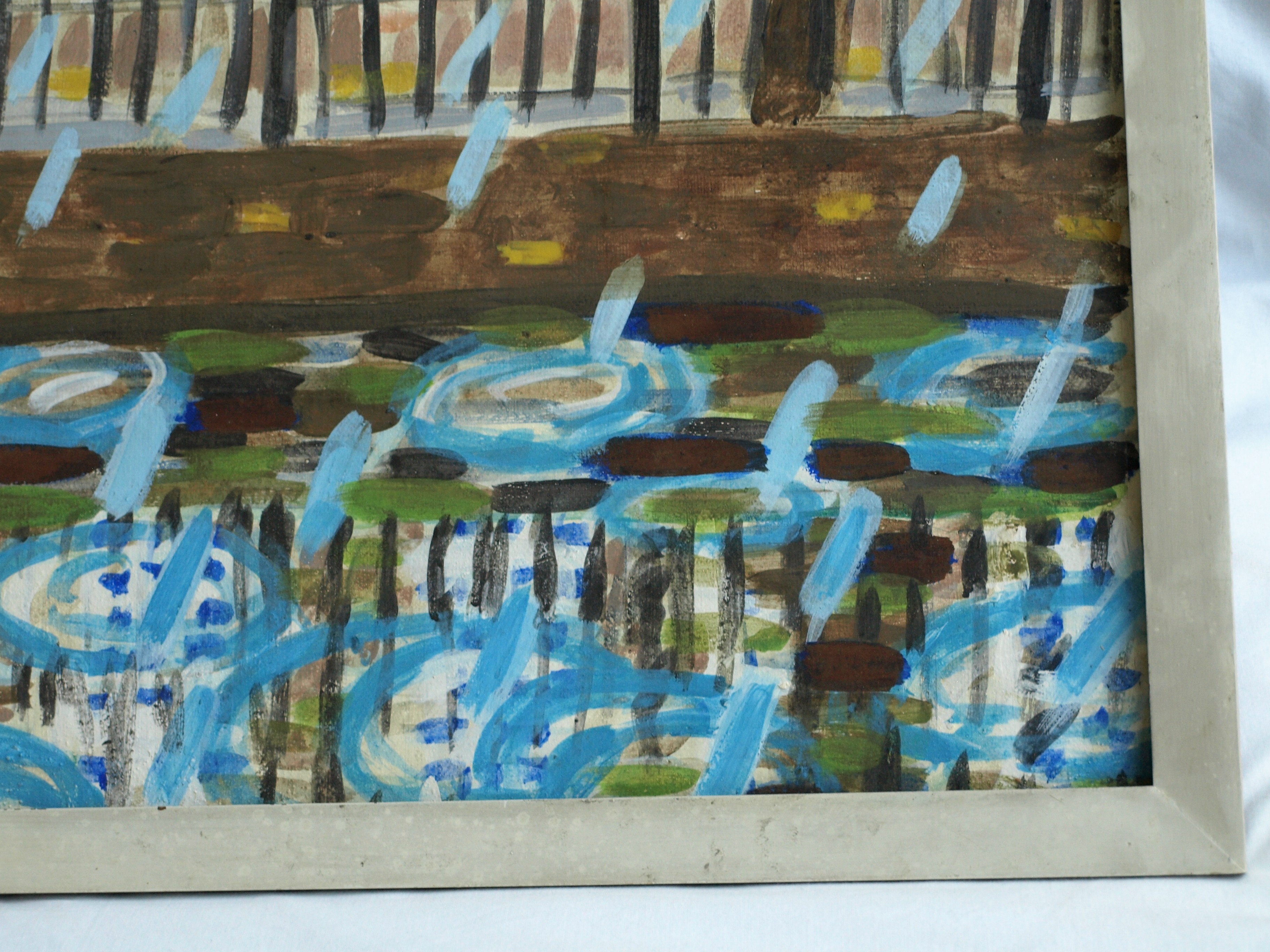 Wendelien Schonfeld - Tempera , Regen V – gesigneerd & ingelijst – ca 1985 kopen? Bied vanaf 50!