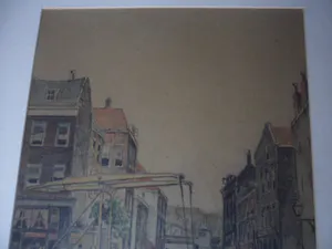 Chris Snijders - Potlood tekening, van een stads gezicht. kopen? Bied vanaf 35!