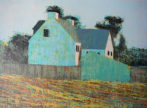 Reinoud Kuipers - Het witte huis - grote houtsnede 1999- kopen? Bied vanaf 45!