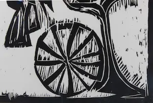 Pierre Alechinsky - grote houtsnede ingekleurd met waterverf - fraai ingelijst kopen? Bied vanaf 1400!