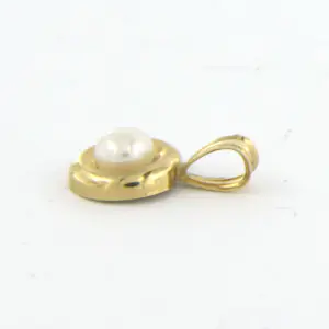 14k geel gouden hanger bezet met parel - 0.2 gram - afm 1.2 cm x 7.5 mm kopen? Bied vanaf 35!