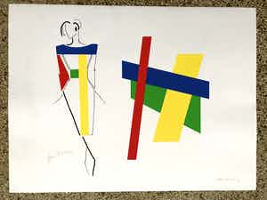 Bob Bonies - & Frans Molenaar: Abstracte compositie - Modeontwerp 2x handgesigneerd 1989 verkocht voor € 100!