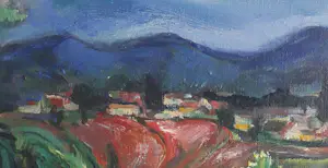 Jacques Mels - Kleurrijk braziliaans landschap met huisjes kopen? Bied vanaf 59!