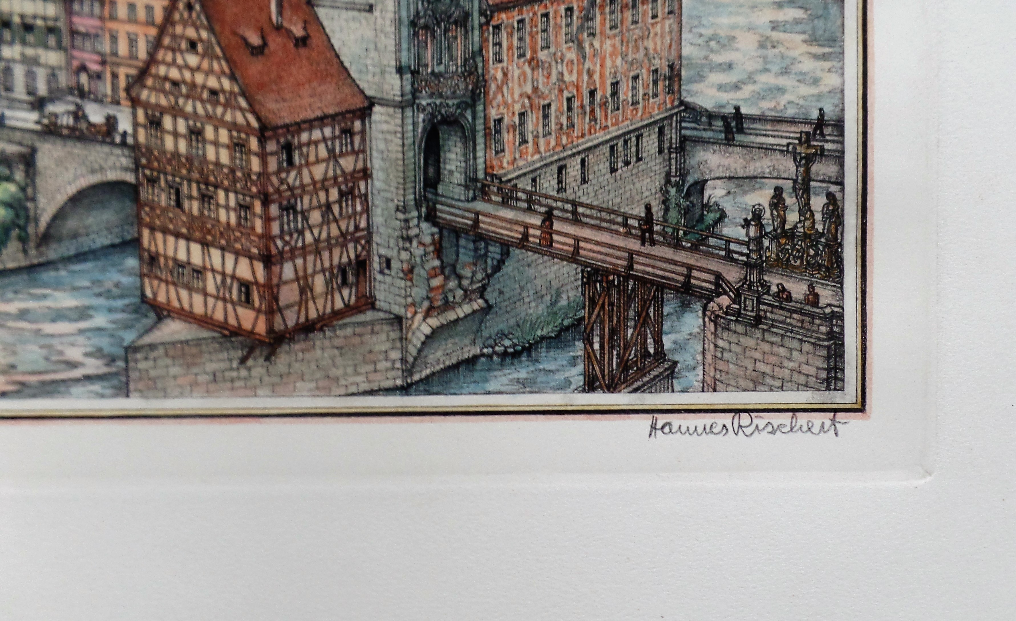 Niet of onleesbaar gesigneerd - Stadsaanzicht Bamberg - Hannes Rischert kopen? Bied vanaf 1!