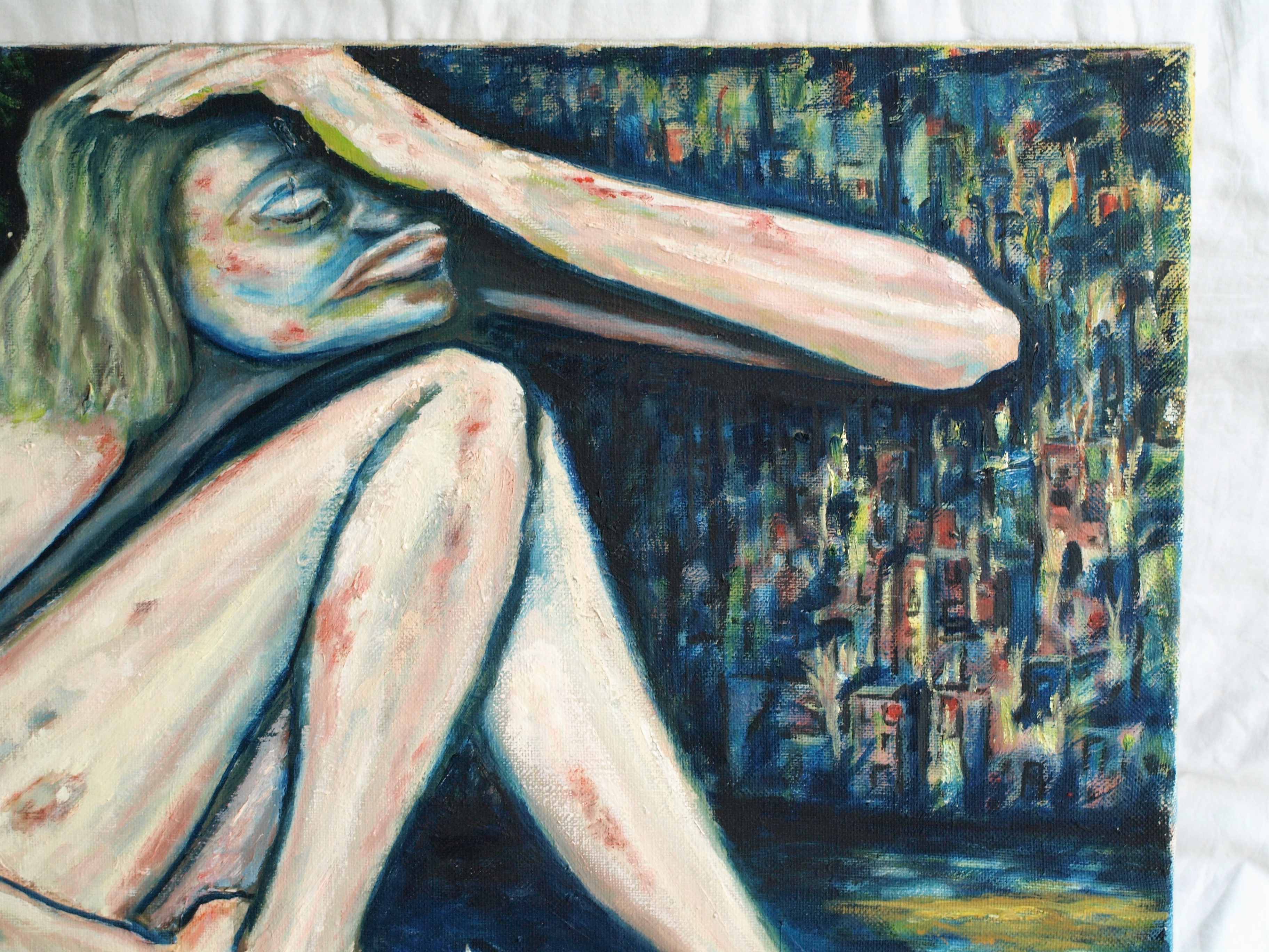 Niet of onleesbaar gesigneerd - Olieverf op doek , Christmas is coming to town – 60 x 80 cm  kopen? Bied vanaf 1!