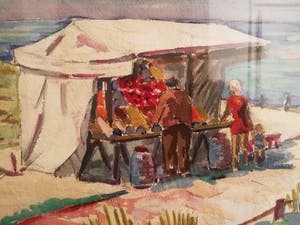 Kees Jansen - Strandtent bij Bergen aan Zee..... kopen? Bied vanaf 110!