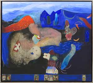 Michel van Overbeeke - Gemengde techniek op doek, Home - Ingelijst (Zeer groot) verkocht voor € 1000!