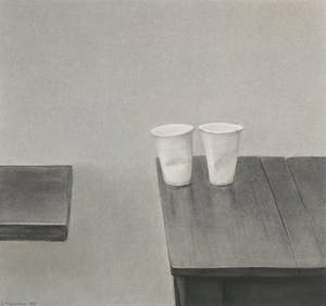 Gerard Huysman - Pasteltekening van twee plastic bekers kopen? Bied vanaf 1!