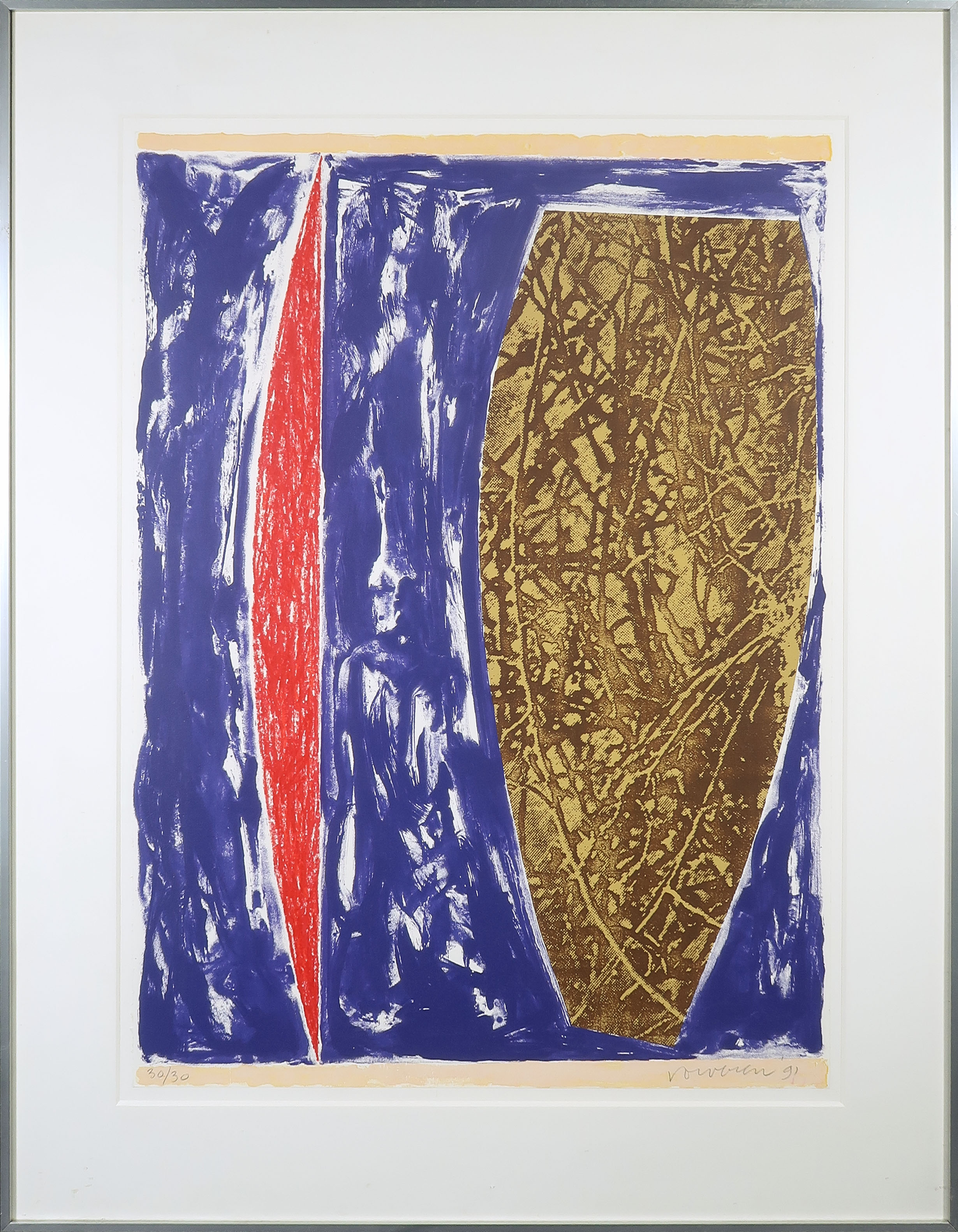 Jelis van Dolderen - Zeefdruk, Zonder titel - Ingelijst verkocht voor € 35!