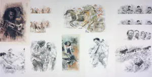 Piet Klaasse - Litho, Lot van 11 litho's muzikanten & paarden kaufen? Bieten Sie von 90!
