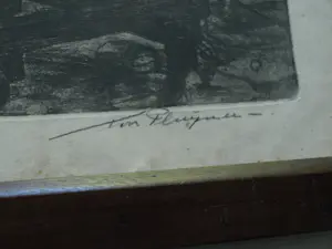 Toon Pluymers - Ingelijste ets , Gezicht op Antwerpen – Lijst, 56 x 71 cm. kopen? Bied vanaf 1!