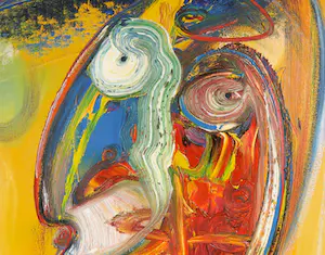 Jan te Wierik - Olieverf op doek, Compositie 36 - Ingelijst (Groot) kopen? Bied vanaf 2600!