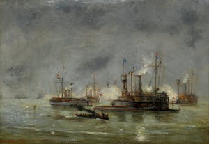 Richardus Philippus Arnoldus van Rees - (1850-1925) - "Hollandse Marinemanoeuvres - Hellevoetsluis". kopen? Bied vanaf 325!