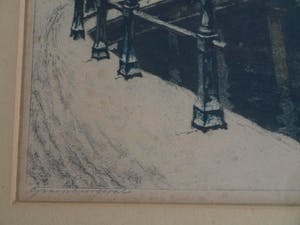Cornelis Brandenburg - Ets, Groenburgwal Amsterdam in de winter – in originele lijst - groot kopen? Bied vanaf 100!