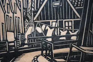 Andre van der Vossen - houtsnede Volendam kopen? Bied vanaf 50!