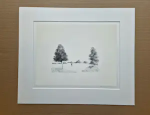 Metten Koornstra - karakteristieke & grote Koornstra Litho "man in landschap" gesigneerd kopen? Bied vanaf 1!