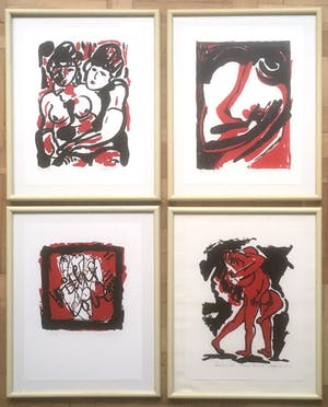 Marc Jonk - en 5 andere. Zeefdrukken. Thema liefde kopen? Bied vanaf 35!