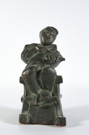 Margriet Barends - Brons, Zittend meisje met kat kopen? Bied vanaf 1!