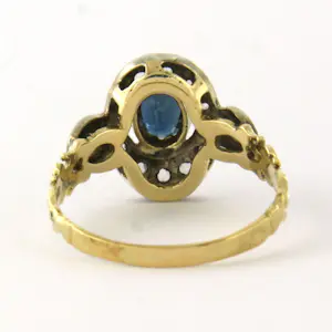 18k goud met zilveren ring met saffier en roos geslepen diamant tot. 0.03ct kopen? Bied vanaf 350!