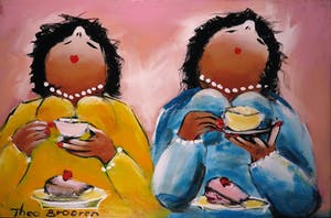 Theo Broeren - Acryl op doek, Theetijd - Ingelijst (Groot) kopen? Bied vanaf 1!