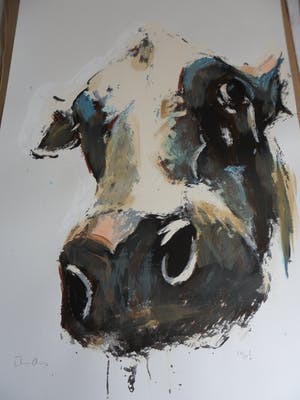 Theo Onnes - Zeefdruk. Titel. "Cow 2 ( Groot ) kopen? Bied vanaf 80!