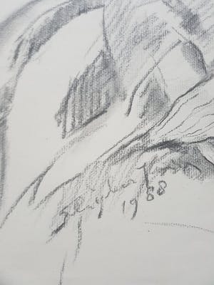 Jan Sluijters (jr.) - Originele grote tekening handgesigneerd en gedateerd 1988 kopen? Bied vanaf 50!