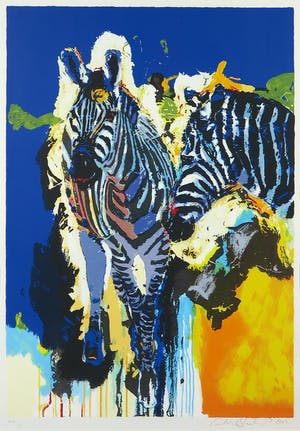 Carlos Blaaker - Zeefdruk, Zebra's - Ingelijst kopen? Bied vanaf 50!