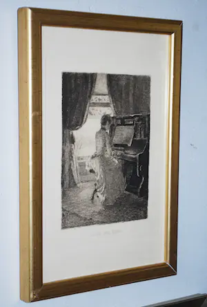 Ferdinand Oldewelt - Vrouw aan de piano - ets - ingelijst kopen? Bied vanaf 40!