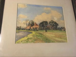 Rie Rooker-Knipscheer - aquarel Klokkenstoel in Goingarijp Friesland (1946) kopen? Bied vanaf 90!