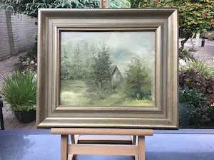 AcheterNiet of onleesbaar gesigneerd - Landschap in pastelgroen.? Enchérissez de 1!
