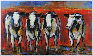 Frits van Eeden - Zeefdruk, Koeien - Ingelijst (Groot formaat) kopen? Bied vanaf 1!