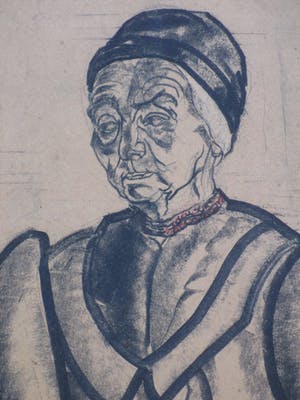 Jan Zondag - Tante Meu - Houtskooltekening kopen? Bied vanaf 60!