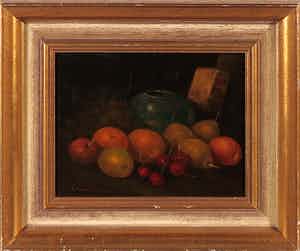 Roelof Wildeboer - Olieverf op paneel, Stilleven met fruit - Ingelijst verkocht voor € 40!
