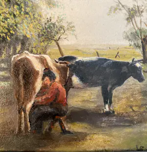 Niet of onleesbaar gesigneerd - Koeien melken kopen? Bied vanaf 1!