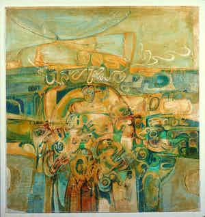 Jack Harden - Gemengde techniek op board, Landschappelijke filosofie - Ingelijst verkocht voor € 80!