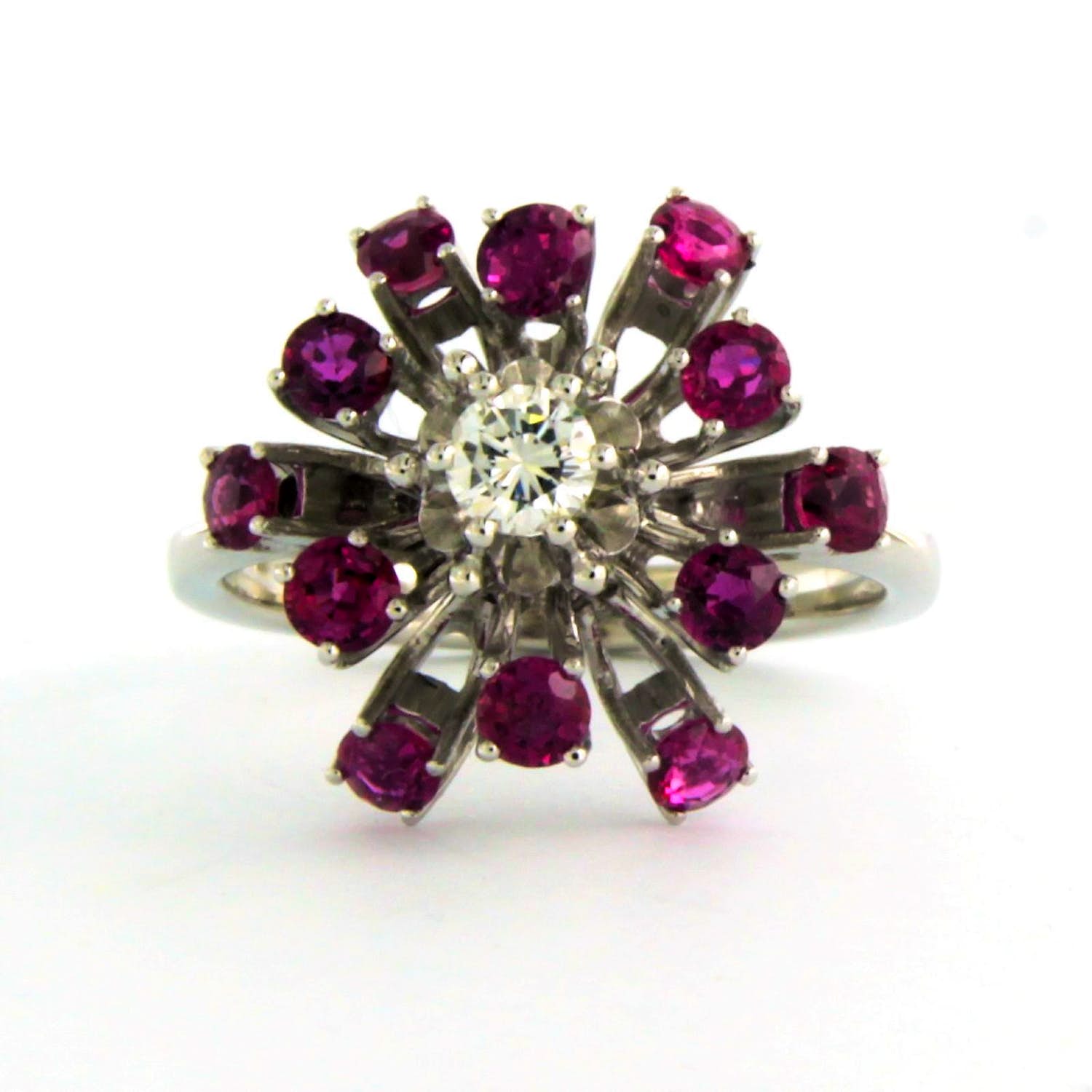 18k wit gouden ring met robijn en briljant geslepen diamant 0.16ct - rm 16.25 kopen? Bied vanaf 400!