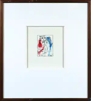 Rachid Ben Ali - Gemengde techniek op papier, Zonder titel - Ingelijst verkocht voor € 1!