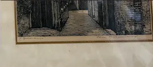 Cornelis Brandenburg - Stadsgezicht met kerktoren – Cornelis Brandenburg (1884-1954) – originele ets kopen? Bied vanaf 50!